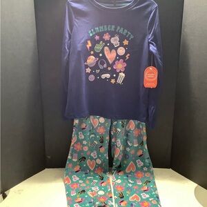 Wonder Nation Girls Long Sleeve Top and Pajama Pant Set, 2-Piece, Size L